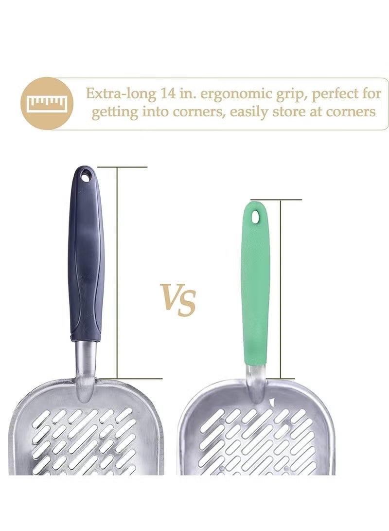 مجرفة رمل قطط كبيرة – من سبائك الألمنيوم بمصفاة معدنية عميقة ومقبض طويل، مناسبة لجميع أنواع رمل القطط - Image 4